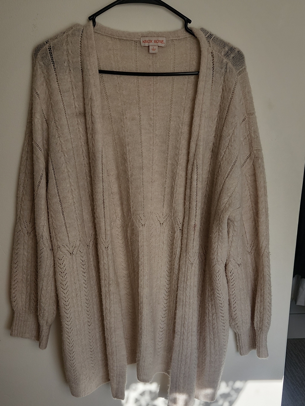 Knox Rose Cream Open-Front Lightweight Cardigan